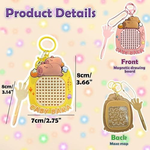 Echehi 3pcs Fidget Keyring, Fidget Toys with Magnetic Drawing Board and Maze Map, Sensory Fidget Toys for Adults and Child to Relieve Anxiety. katifidget3 thumbnail 2