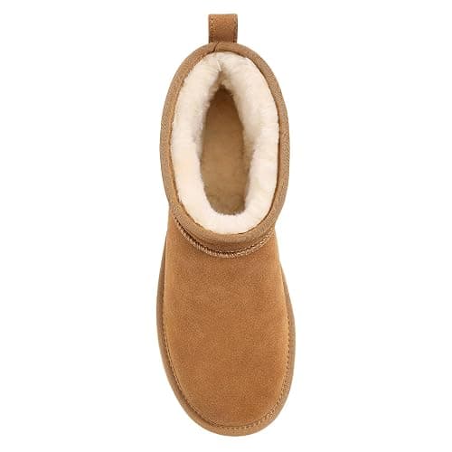 bebealy Genuine Suede Mini Boots for Women Winter Fuzzy Snow Boots Short Ankle Boot with Fur Lined thumbnail 5