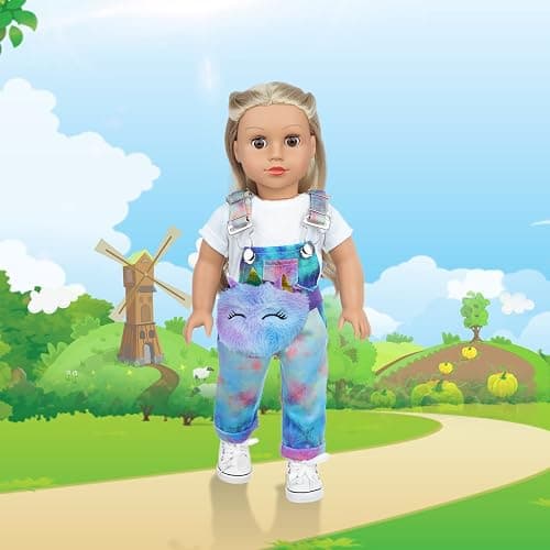 ZITA ELEMENT 7 Pcs American 18 Inch Doll Clothes and Accessories - 18 Inch Doll Clothes Set with Backpack, Waist Bag, Cell Phone, Tablet, Camera thumbnail 8