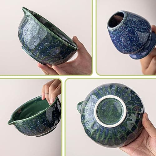 Clay&Fire Matcha Whisk Set，9 Pcs Ceramic Matcha Set, 15 OZ Matcha Bowl with Spout and Whisk for Friend, Ideal Gift for Matcha Lover（Starry） thumbnail 5