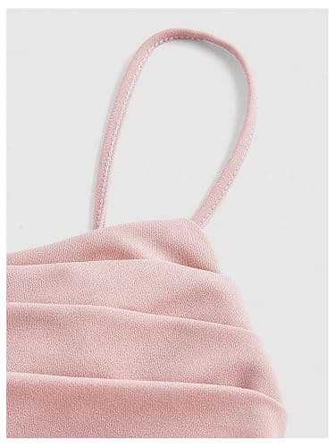 SHENHE Women's Ruched Corset Dress Spaghetti Strap Fit and Flare Flowy Skater Mini Cami Dress thumbnail 3
