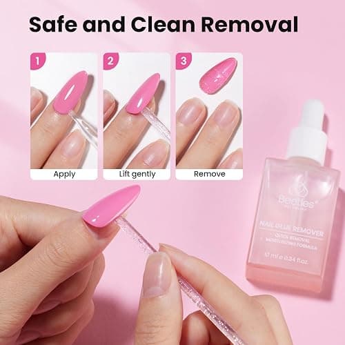 Beetles Gel Nail Kit Flat-X, Almond Medium, 320pcs 16 Sizes Nail Tips | 20g Nail Glue Hand-Free,10ml Glue Remover, 7.5ml Base Gel &Top Coat, Mini Lamp, Acrylic Press On Nail, Extension DIY at Home thumbnail 5