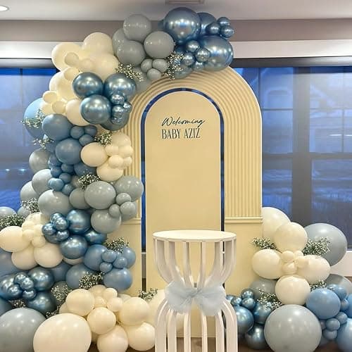 Blue White Sand Balloons Dusty Slate Fog Pastel Metallic Blue Beige Balloon 12INCH Helium Latex Balloon for Arch Kids Birthday Party Decorations Baby Boy Shower Christening Bridal Wedding Decor thumbnail 2