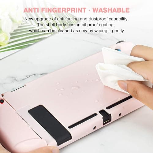 DLseego Switch Full Protective Case Cover Design for Nintendo Switch Joy-Con Controllers with Glass Screen Protector, Anti-Scratch [Baby Skin Touch] Grip Cover - Pink thumbnail 8