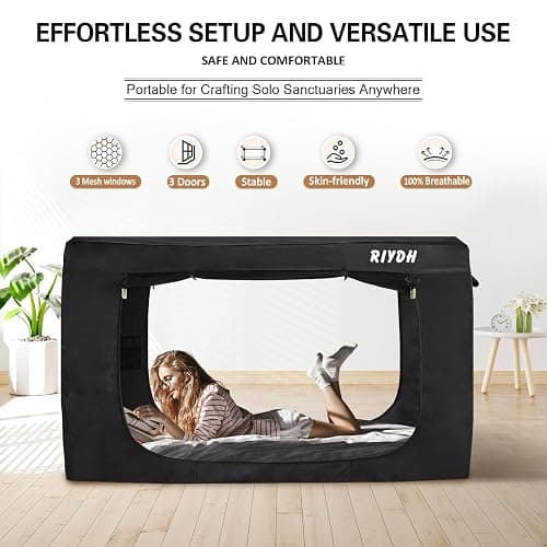 RIYDH Bed Tent Twin Bed Canopy Tents for Adult - Portable Dream Tent Indoor Sleeping Tents 93% Blackout with 3 Doors Breathable Big Space thumbnail 5