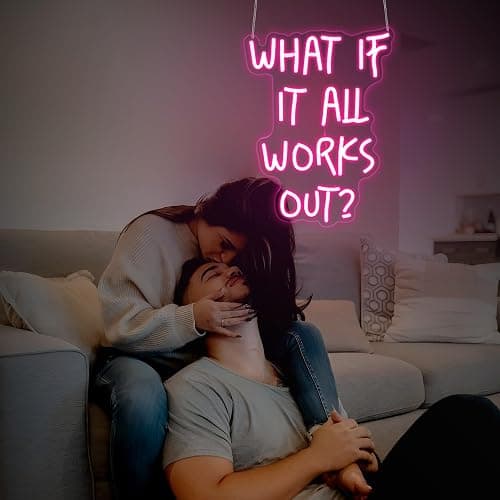 Gdbkabf What If It All Works Out Neon Sign, Neon Signs for Wall Decor Neon Pink LED Signs Room Neon Light Up Signs Home Decor for Bedroom Club Party Bar Shop USB Operated thumbnail 6