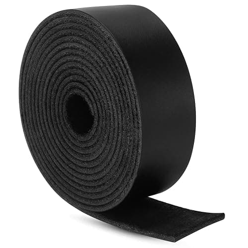 Ringsun 1 Inch Wide Flat Leather Straps for Crafts, Full Grain Leather Strips Cord String for Crafts, Tooling (2mm Thick 72.5 Inches Long Black) - Image 1