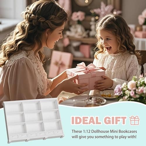 XYMTOY 1:12 Dollhouse Bookshelf Openable Drawers White | 1:12 Scale Design, Operable Drawers, Sturdy Premium Material, Versatile Room Decor, Ideal Gift for Kids thumbnail 7