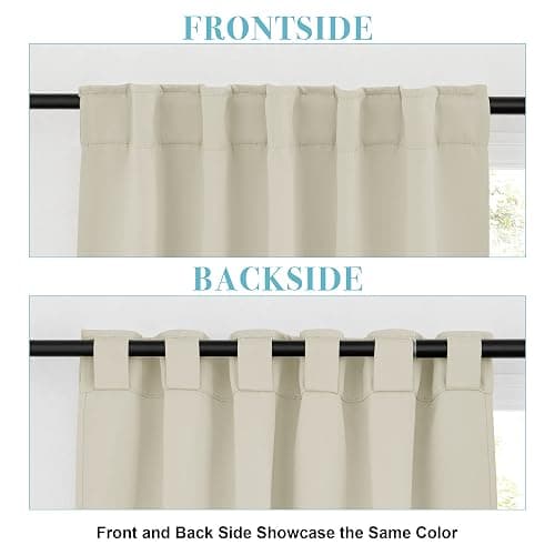 RYB HOME Blackout Curtains for Living Room Thermal Insulated Privacy Solar Drapes for Kids Bedroom Cafe Bathroom, 42 inch Width x 45 inch Length, Beige, 2 Panels thumbnail 3