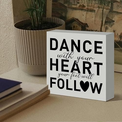 Dancer Gifts for Women Girl Men, Dancing Gifts for Women Girl Dance Lover Dance Team Instructors Dancer Christmas Birthday Gift Girls Dance Room Decor Wooden Sign, Dance with Your Heart Feet Follow thumbnail 4