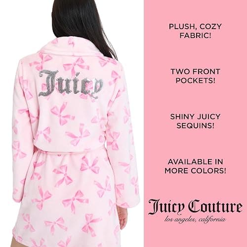 Juicy Couture Women's Super Soft Luxe Plush Shawl Collar Robe thumbnail 5