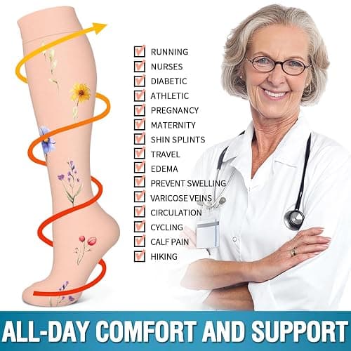 6 Pack Copper Compression Socks for Women and Men Circulation-Best Support for Medical, Running,Nursing,Athletic thumbnail 6