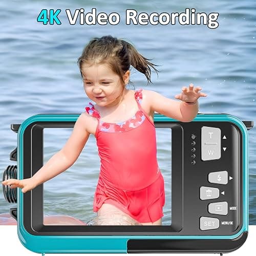 4K Underwater Camera 16FT Waterproof Camera with 32GB Card 64MP Autofocus Dual-Screen Selfie Underwater Camera for Snorkeling Waterproof Compact Floatable Digital Camera 1250mAh Battery Type-C thumbnail 4