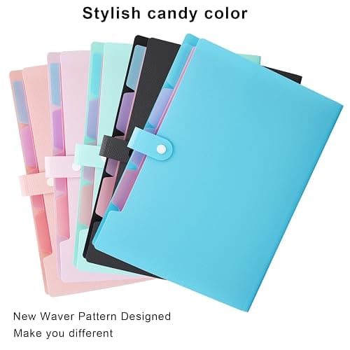 NAFY Colorful Expanding File Folder, 5 Pockets Folder with Colored Labels Portable Weave Pattern Accordion File Folder A4 Letter Size Project Organizer Document Folder for Office School (Purple) thumbnail 3