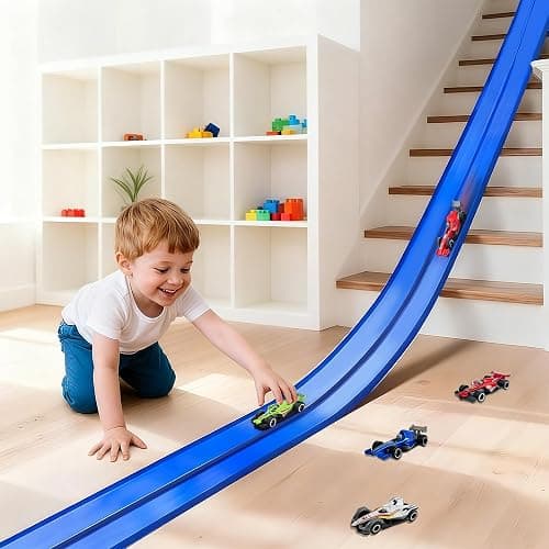 HACOCOLA 15 Ft Flexible Race Track Set with 6 Toy Cars for Kids thumbnail 6