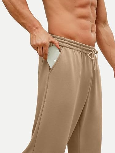 Hardaddy Men's Lightweight Sweatpants Baggy Straight Open Bottom Wide Leg Drawstring Lounge Athletic Pants with Pockets thumbnail 2