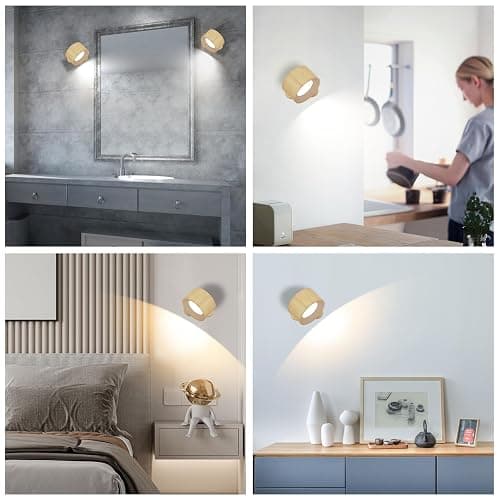AKSDA Battery Operated Wall Light, LED Wall Sconce with 3 Color Modes 3 Brightness Levels 360°Rotation Lighting Touch Control, Wall Mounted Lamp Cordless Wall Lamp for Bedroom Reading Bedside-1Pack thumbnail 5