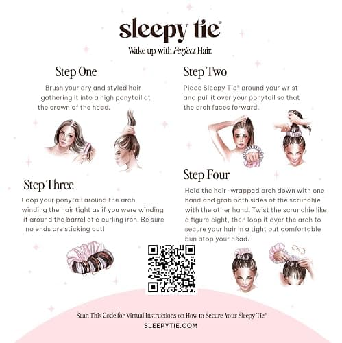 The Original Sleepy Tie (Medium) | Heatless Hair Curler for Fine to Medium Hair | Best for Mid-Back to Long Length | Overnight Blowout Scrunchie for Sleeping | Damage-Free Styling (Midnight) thumbnail 7