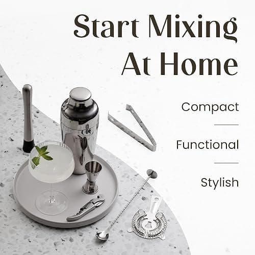 Mixology & Craft Bartender Kit – 15 Piece Cocktail Shaker Set with Bamboo Stand | Complete Cocktail Kit Gift Set | Top Bartender Gifts for Men & Women | Exclusive Recipe Cards (Silver) thumbnail 3