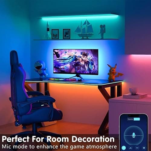 65.6ft Led Lights, Tenmiro 20m Led Lights Strip for Bedroom Smart Music Sync Color Changing LED Strip Lights with App and Remote Control RGB Led Strip, LED Lights for Bedroom Home Party Decoration thumbnail 5