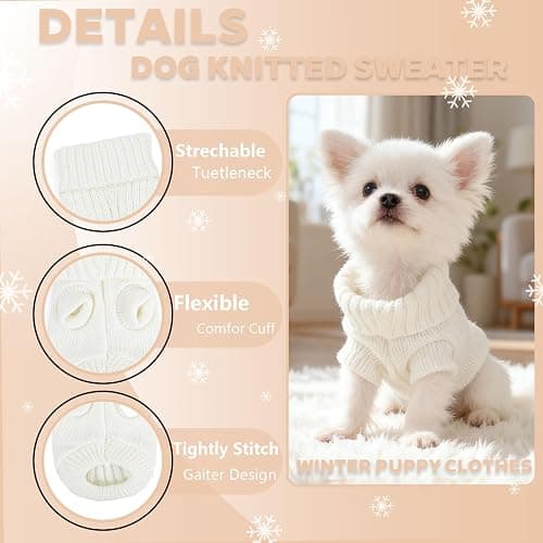 Xs Dog Clothes Dog Sweater for Small Dogs Autumn Winter Dog Sweaters Warm Puppy Clothes Turtleneck Pullover Sweater Pet Knitwear for Chihuahua Teacup Dog Yorkie (X-Small) thumbnail 3