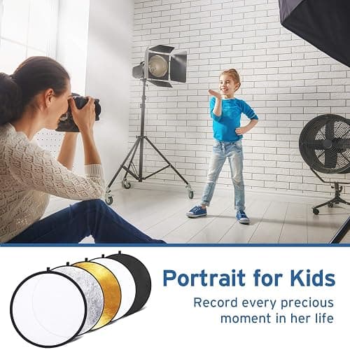 Etekcity 24" (60cm) 5-in-1 Photography Reflector, Multi-Disc Light Reflectors for Photography, Collapsible with Bag - Translucent, Silver, Gold, White and Black - 24 Inch thumbnail 5