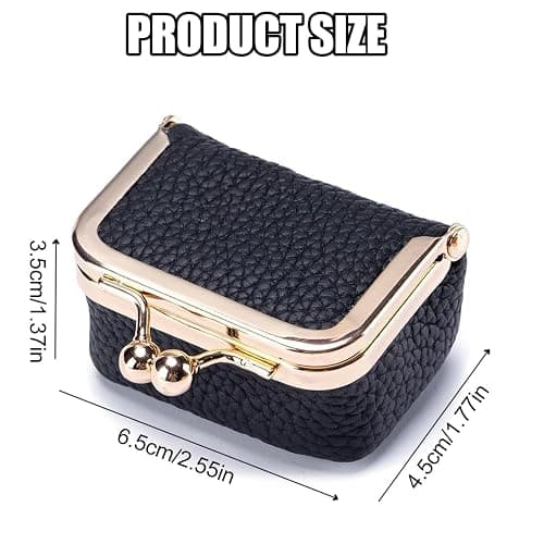 Genuine Cow Leather Mini Jewelry Box & Coin Purse for Women, Travel Jewelry Case with Kiss Lock, Holds Earrings, Rings, Necklace, Bracelet, Coins (Green) thumbnail 2