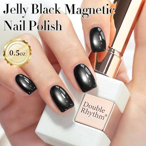 Double Rhythm Jelly Glass Cat Eye Gel Polish with Magnet 15ML Holographic Glitter Shimmer Translucent Sheer Color Magnetic Nail Polish Salon DIY at Home (Jelly Black-MC1115) thumbnail 4
