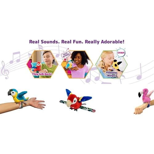 Happy Yappers: Birds 2 Pack - Toucan & Flamingo - Slap Bracelet Interactive Plush Toy Birds, They Chat-Sing-Mimic Each Other, Flap Wings, Kids 3+ thumbnail 4