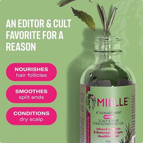 Mielle Organics Rosemary & Mint Light Hair Oil, Split Ends & Dry Scalp Treatment - Infused with Biotin & Essential Oils for Strengthening, Soothing, Moisturizing & Encouraging Longer Hair (2 Oz) thumbnail 4