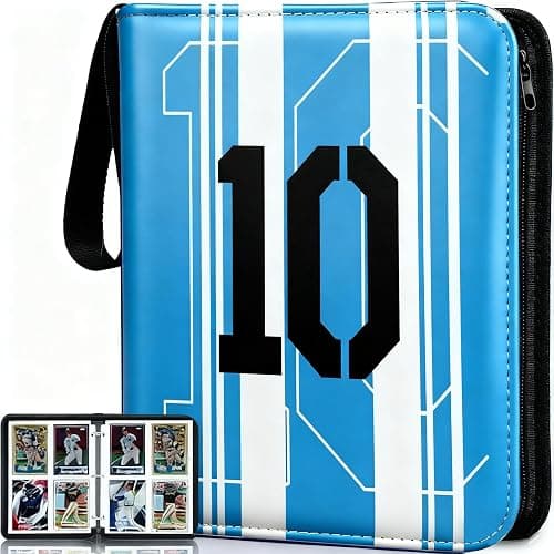 Soccer Card Binder,400 Pockets Card Binder with Card Display Design,2025-2026 Premium Card Ablums with Sports Pattern Wristband Fit for Football Basketball & TCG Cards Collectors - Image 1