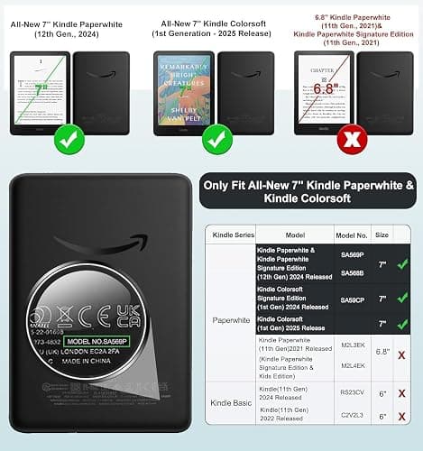 E NET-CASE Case for 7'' All-New Kindle Paperwhite & Kindle Colorsoft 2024/2025,Clear Back Shell Durable PU Leather Cover with Auto Sleep Wake,Love Notebook Pink thumbnail 2