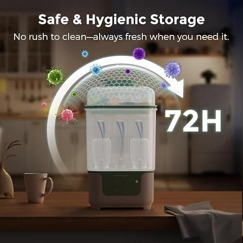 Momcozy Bottle Sterilizer and Dryer, Modular Nesting Space Saving Design, 6 Bottles Capacity, 4 in 1 Compact Sterilizer for Baby Bottles, Breast Pump Parts & Newborn Essentials, Drying Rack Included thumbnail 5