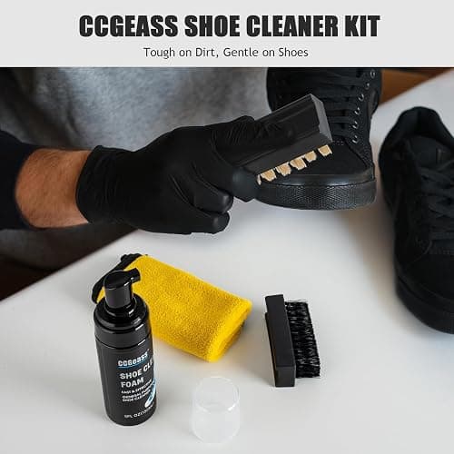 CCGeass Shoe Cleaner Kit Sneaker Cleaner, Deep Clean yet Gentle Pro Concentrated Foam Formula with 2 Brush & Microfiber Towel, Safe Shoe Care Set for white shoe, Suede, Leather, Canvas, Mesh & More thumbnail 7