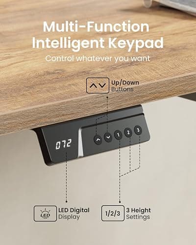 FEZIBO Electric Standing Desk with Drawers, 48 x 24 Inch Height Adjustable Desk with 3 Memory Presets, Sit Stand Up Desks for Home Office, Natural thumbnail 6