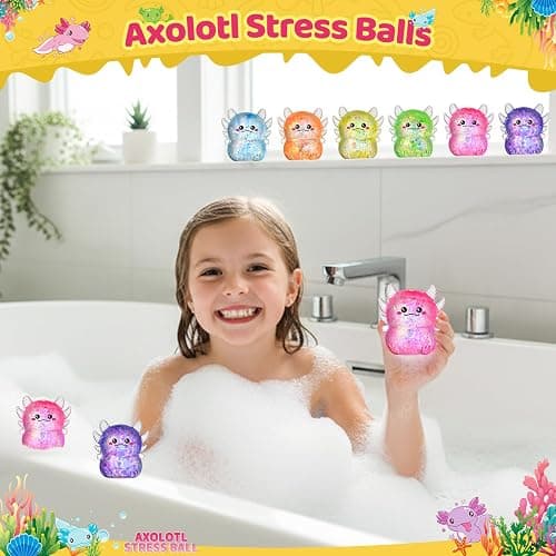 6 Packs Axolotl Squishy Toys, Slow Rising Stress Balls for Kids Adults, Sensory Squeeze Toys for Anxiety Relief Axolotl Party Favors Classroom Prizes Birthday Gifts (6 Colors) thumbnail 5