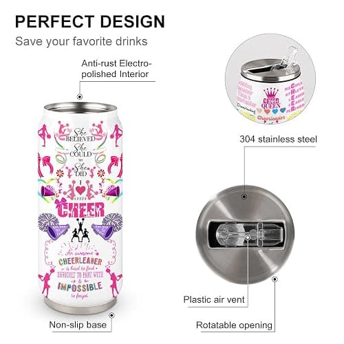 YOPIGOT Cheerleader Tumbler Cup,Cheer Gifts For Girls Women,Cheerleading Mug,Cheerleading Gift for Girls Teen Birthday Christmas Gifts for Cheer Coach Friend Besties Stainless Steel Tumblers 17oz thumbnail 6
