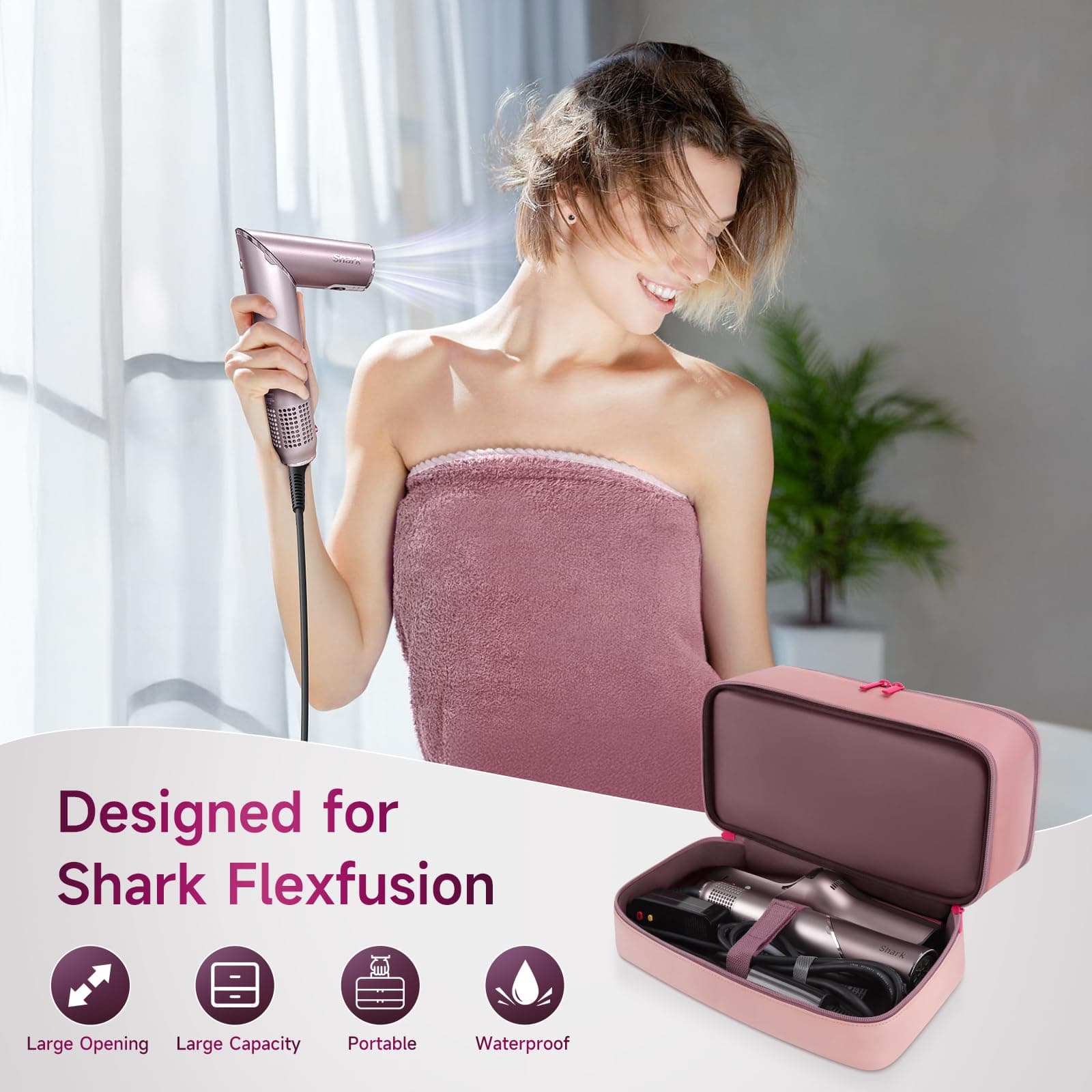 Funda para secador de pelo de viaje para Shark FlexFusion, bolsa portátil de herramientas para el cabello, funda de almacenamiento de doble capa para secador de soplado Shark FlexStyle thumbnail 5