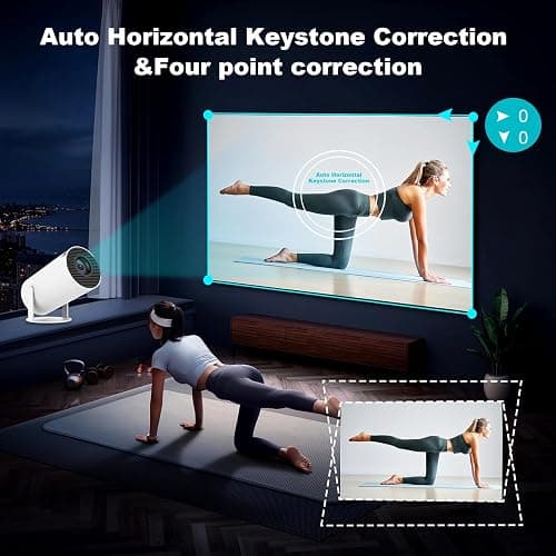 Mini Projector, Support 4K 1080P Portable Projector with Dual Band WIFI6 5G Wireless 5.2 Bluetooth Android 11, 200 ANSI Lumens, 180° Rotatable, Auto Keystone Correction,35"-130" Screen Video Projector - White thumbnail 5