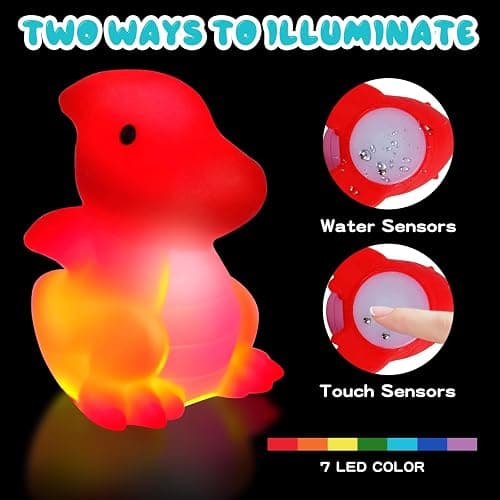 Jiosdo Baby Bath Toys, 6 PCS LED Kids Sensory Toys, Liquid Sensor Light Up Dinosaur for Autism thumbnail 4