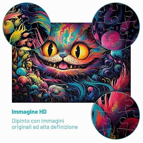 Alice nel paese delle meraviglie, 1000 pezzi, puzzle, regali, puzzle in legno, giocattolo educativo, giochi di famiglia, regali di Natale e di compleanno (50 x 75 cm) thumbnail 4