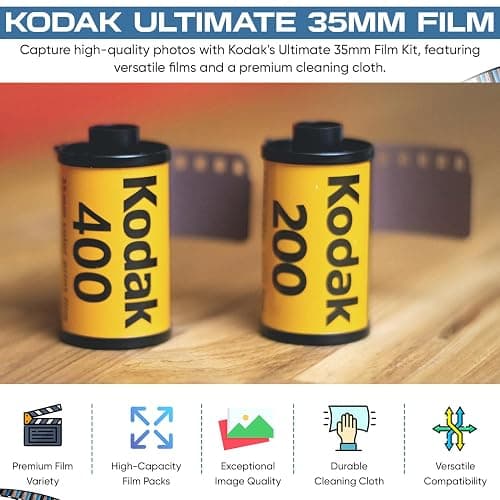 Kodak Ultramax 400 35mm Film 3 Pack & Kodak Gold 200 35mm Film 3 Pack Bundle (6 Total Rolls) 36exp for 35mm Film Camera 35mm - Kodak Film- Balveli Microfiber Cloth - 35 mm Film roll- Camera Film- thumbnail 3