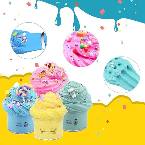 uscan Butter Slime Fluffy Slime Kit, Slime for Kids Cloud Slimes Pack of 4,Stretchy and Non Sticky Slime Supplies Sime Kit for Girls Boys Party Favors for Kids Slimes Toys thumbnail 5