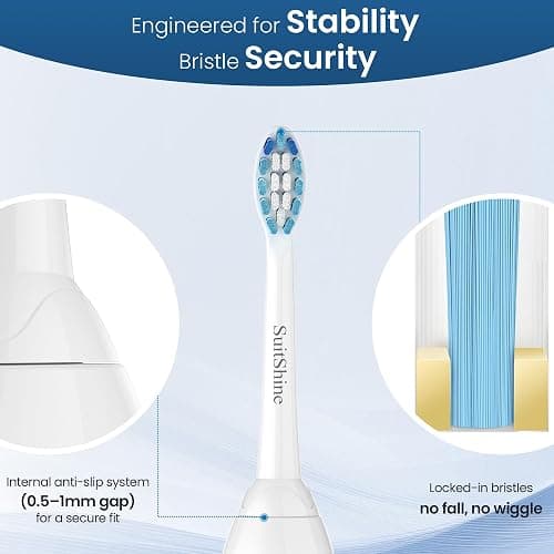 SuitShine Replacement Toothbrush Heads Compatible with Philips Sonicare and More Click-on Handles 8 Pack White thumbnail 5