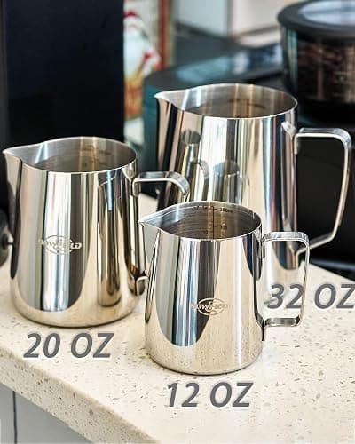 Milk Frothing Pitcher 32 Oz, Milk Frother Cup 304 Stainless Steel Steaming Jug with Clear Scale and Latte Art Pen, Barista Tools for Espresso, Cappuccino, Coffee Machine Accessories (900ml) - Sliver - 32 Ounces thumbnail 8