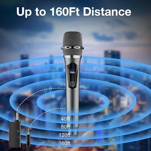Wireless Microphone,Professional Dual Handheld Cordless Dynamic Mic System with Rechargeable Receiver,Karaoke Microphone Set for Singing, Karaoke, Wedding, DJ, Party, Speech,Church,Class Use,PA System thumbnail 3