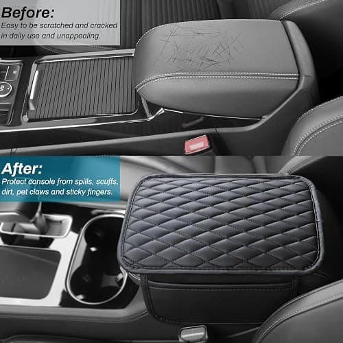 Ouzorp Car Center Console Cover, Upgraded Microfiber Leather Car Arm Rest Cover with 2 Storage Bags, Universal Armrest Cover for Car Storage Box Car Interior Accessories Protector for Most Vehicle thumbnail 4