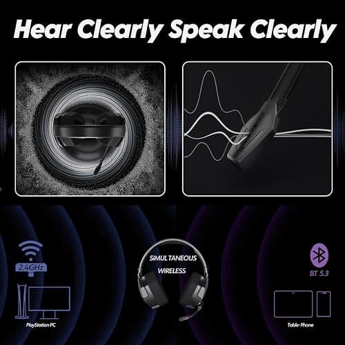 NUBWO G06 Dual Wireless Gaming Headset with Microphone for PS5, PS4, PC - 23ms Low Latency Audio - 100-Hour of Playtime - 50mm Drivers (Black-Orange) - Black-Orange thumbnail 8