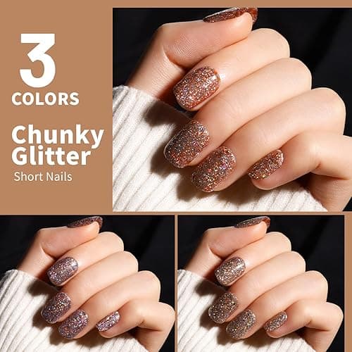 Teenitor Short Press On Nails, 576Pcs Short Square Press On Nails Kit with Matte, Glossy, Glitter, and French Designs, Fake Nails with Glue on Nails Short, Press on Nails Short - b-Matte,glitter,glossy square press on nails thumbnail 2