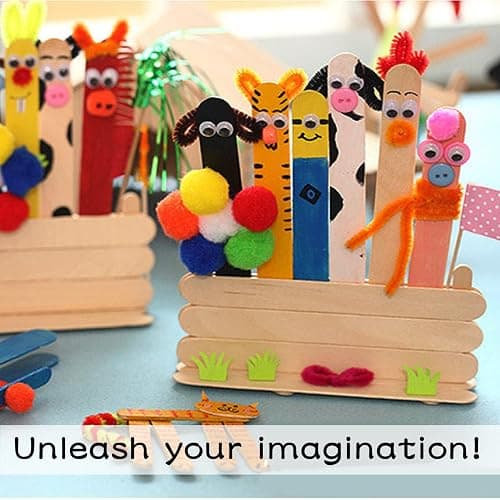 WISYOK 60 Pcs Wood Craft Sticks 5.9 Inch, Ice Cream Sticks, Wooden Jumbo Sticks, Popsicle Sticks, Ideal for Building Model, Kids Handicraft, and Creating Craft Projects - 60PCS thumbnail 5